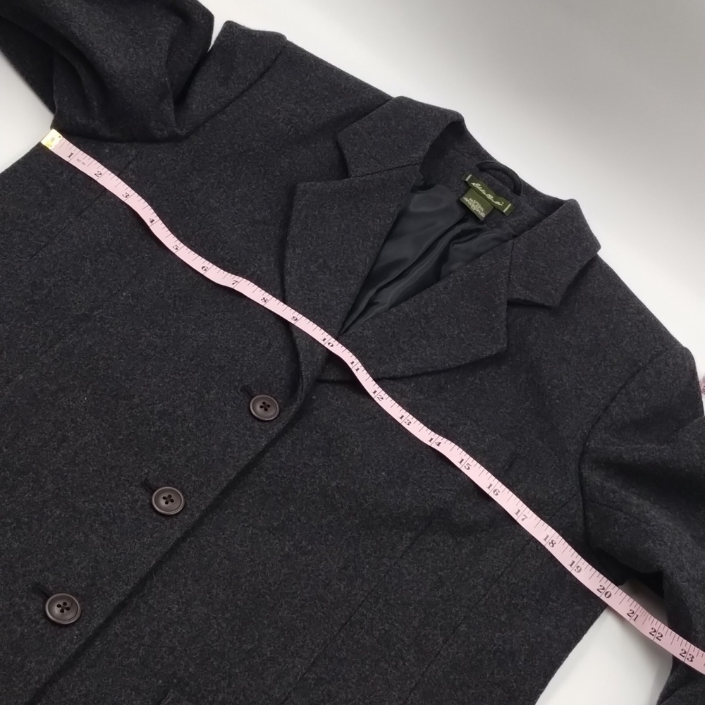 Eddie Bauer women's medium wool blazer/jacket dark gray three button w/pockets - Picture 7 of 8